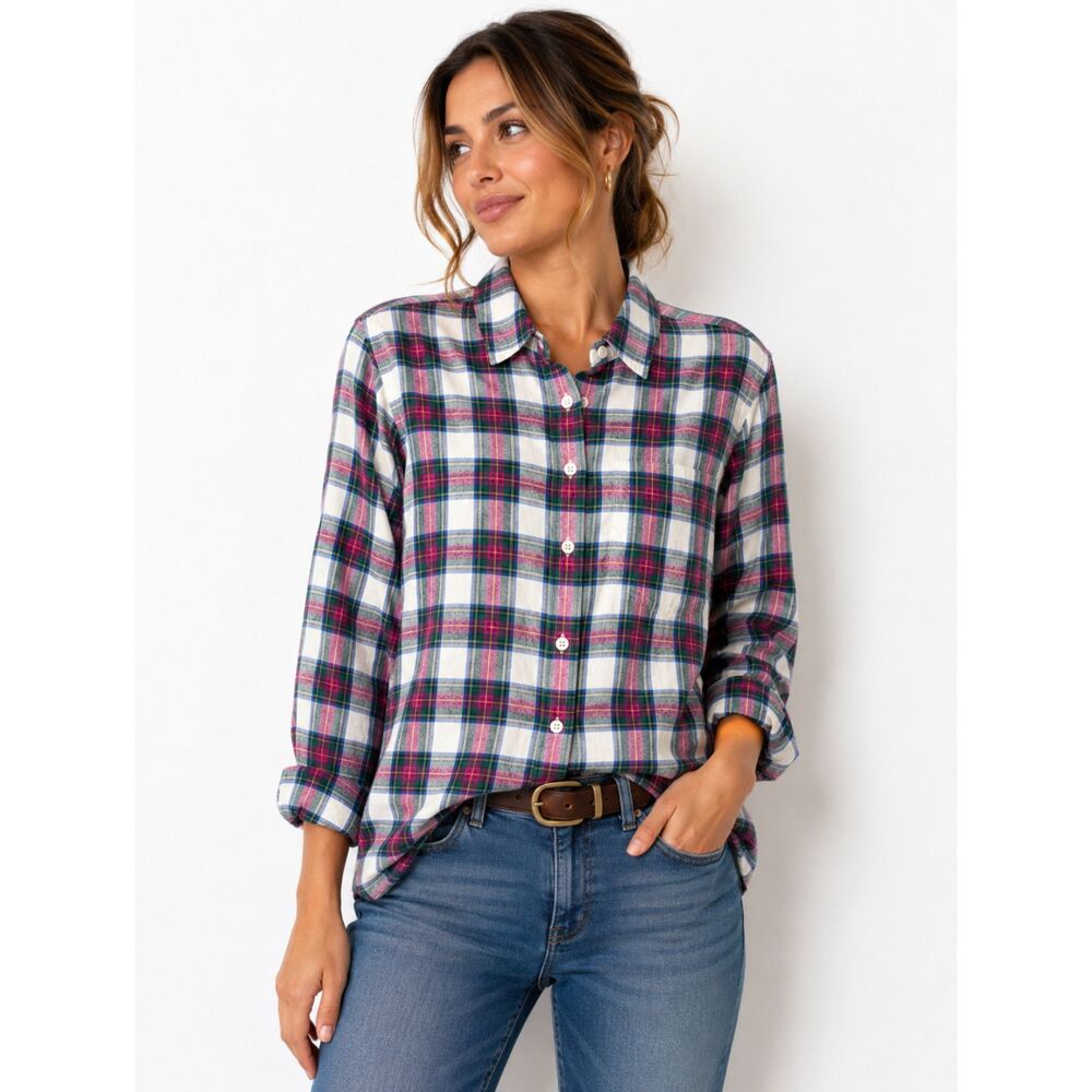 NWT J. Crew Plaid Button Up Shirt Small Cotton Tartan Long Sleeve Preppy